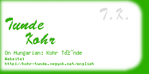 tunde kohr business card